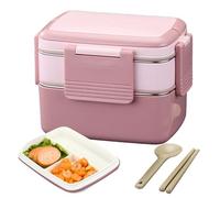 Lunch Containers for Adults, Lunch Containers Compartment - Two Layer Snack Container with Lid Handle | Stackable Sealed Fruit Preservation Box