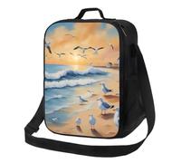 Lunch Cooler Bag Insulated Leakproof Tote Work print SunsetSeagullsCoast