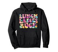 Lunch Ladies Rock Tie Dye Cafeteria Crew Groovy Lady Squad Pullover Hoodie