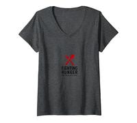 Lunch Lady Hero: Fighting Hunger One Meal at A Time V-Neck T-Shirt, Women, Dark Heather Grey, M