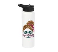 Lunch Lady Life Cafeteria Cook Messy Bun Blonde Girl Stainless Steel Insulated Water Bottle