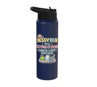 Lunch Lady Messy Bun Getting It Done School Cafeteria Worker Stainless Steel Insulated Water Bottle