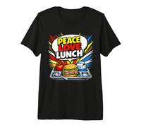 Lunch Lady Peace Love Lunch Cafeteria Worker Pop Art Premium T-Shirt