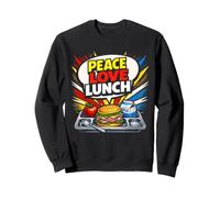Lunch Lady Peace Love Lunch Cafeteria Worker Pop Art Sweatshirt