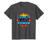 Lunch Lady Power: Retro Pop Art for Food Service Heroes T-Shirt, Kids, Dark Heather Grey, 10 Years