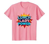 Lunch Lady Power: Retro Pop Art for Food Service Heroes T-Shirt, Kids, Pink, 10 Years