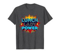 Lunch Lady Power: Retro Pop Art for Food Service Heroes T-Shirt, Men, Dark Heather Grey, 3XL