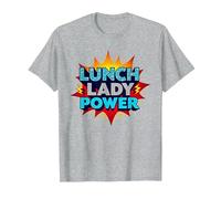 Lunch Lady Power: Retro Pop Art for Food Service Heroes T-Shirt, Men, Heather Grey, 6XL