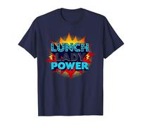 Lunch Lady Power: Retro Pop Art for Food Service Heroes T-Shirt, Men, Navy, 4XL