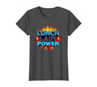 Lunch Lady Power: Retro Pop Art for Food Service Heroes T-Shirt, Women, Dark Heather Grey, L