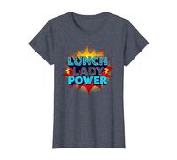 Lunch Lady Power: Retro Pop Art for Food Service Heroes T-Shirt, Women, Heather Blue, XS