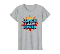 Lunch Lady Power: Retro Pop Art for Food Service Heroes T-Shirt, Women, Heather Grey, 3XL