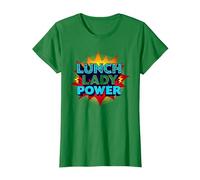 Lunch Lady Power: Retro Pop Art for Food Service Heroes T-Shirt, Women, Kelly Green, XS