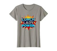 Lunch Lady Power: Retro Pop Art for Food Service Heroes T-Shirt, Women, Slate, XXL