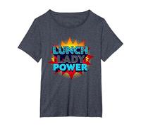 Lunch Lady Power: Retro Pop Art for Food Service Heroes T-Shirt, Women's Plus, Heather Blue, 3X