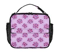 Lunch Tote Bag Leakproof Portable Lunch Boxes for Adults Shoulder Strap and Bottle Holder Holds Lunch Box for School and Travel Purple Pink Leopard Fur Print