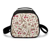 Lunch Tote Bag Paris Bicycle Eiffel Tower Flowers Pattern Leakproof School Lunch Bag , Boys, Girls
