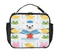 Lunch Tote Bag Zip Pockets Insulated Lunch Box Shoulder Strap and Bottle Holder Insulated Tote for School Office Camping Picnic Wooden Horse Nordic Style