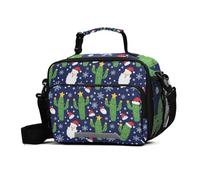 Lunch Tote Bags Christmas Navy Cactus Santa Snowflake Water-Resistant Adult Insulated Lunch Box with Adjustable Shoulder Strap Lunch Coolers for Work, Travel, Outdoor