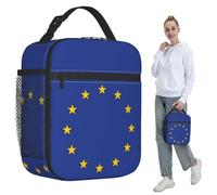 Lunch Tote Bags European Union EU Flag Insulated for Women Cooler Thermal Food Box Portable Lunch Boxes Container for Work Travel Outdoor Picnic