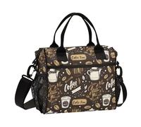 Lunch Tote Bags for Men Lunch Box Cooler Lunch Bag Large Work Brown Coffee Beans Cups Leakproof Office Travel Pack Lunch Bag M