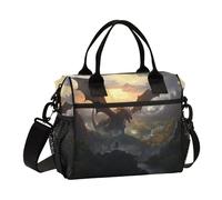 Lunch Tote Bags for Men Lunch Box Cooler Lunch Bag Large Work Dragon Fight Leakproof Office Travel Pack Lunch Bag M