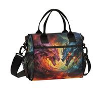 Lunch Tote Bags for Men Lunch Box Cooler Lunch Bag Large Work Dragon Water Fire Leakproof Office Travel Pack Lunch Bag M