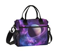 Lunch Tote Bags for Men Lunch Box Cooler Lunch Bag Large Work Saturn Purple Blue Space Leakproof Office Travel Pack Lunch Bag M