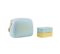 Lunch Tote Cooler Bag | Retro Lunch Box Picnic Reusable Lunch Bag Vintage Mini Cooler Hand Bag Includes 2 Food Containers! Food & Drinks Work, Travel, Beach, Camping 6L (Sky Blue Yellow)