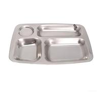 Lunch Tray, Stainless Steel Divided Lunch Tray for School, Picnics Cafeterias, 4/5/6-Grid Rectangular Food Plate with Mirror Finish(4 Grids)
