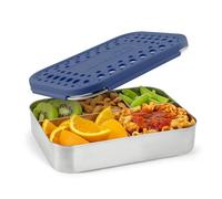 Lunchbots Bento Cinco Large Stainless Steel Food Container - Five Section Design Holds a Well-Balanced Variety of Foods - Eco-Friendly Bento Lunch Box - Dishwasher Safe and BPA-Free - Blue Dots