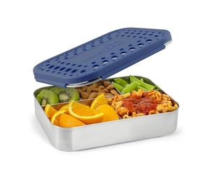 Lunchbots Bento Cinco Large Stainless Steel Food Container - Five Section Design Holds a Well-Balanced Variety of Foods - Eco-Friendly Bento Lunch Box - Dishwasher Safe and BPA-Free - Blue Dots