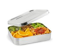 LunchBots Bento Large Stainless-Steel Food Container with 5 Sections and Polka Dot Design metallic