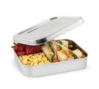 Lunchbots Bento Trio Large Stainless Steel Food Container - Three Section Design Holds Sandwich and Two Sides - Bento Lunch Box for Kids or Adults - Dishwasher Safe and BPA-Free - All Stainless