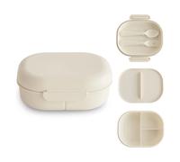 Mushie Lunchbox | Children's Lunch Box Snack Box for Kindergarten and School | Divider & Compartments with Lockable Lids | Includes 1x Set of Cutlery Fork and Spoon | (Ivory)