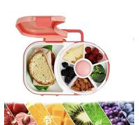 Lunchbox with Detachable Snack Spinner, Reusable Portable Rotating Snack Box, 5 Small +1 Large Sandwich Compartment, Damp Proof Snack Container Box Bundle with Hand Strap,BPA & PVC Free (Pink)