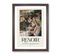 Luncheon Of The Boating Party By Pierre Auguste Renoir Exhibition Museum Painting Framed Wall Art Print, Ready to Hang Picture for Living Room Bedroom Home Office Décor, Walnut A3 (34 x 46 cm)