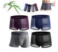 LUNCHS Bamboo Fiber Boxer Briefs, Bamboo Fiber Boxer Shorts, Ice Silk Mesh Boxer Shorts (4 pcs - A,XL)