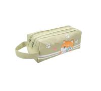 LUNCHS High Capacity Pencil Case Double-layer Storage Space Pencil Pouch Zipper Type Estuche para Lapices School Desktop Storage(Green)