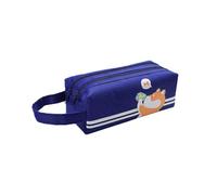 LUNCHS High Capacity Pencil Case Double-layer Storage Space Pencil Pouch Zipper Type Estuche para Lapices School Desktop Storage(Dark blue)