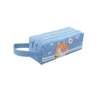 LUNCHS High Capacity Pencil Case Double-layer Storage Space Pencil Pouch Zipper Type Estuche para Lapices School Desktop Storage(Sky blue)