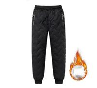 LUNCHS Jolly Snow Pants, Unisex Fleece-Lined Waterproof Pants, Warm Bottoms Sweatpants for Men and Women (Black-A,L)