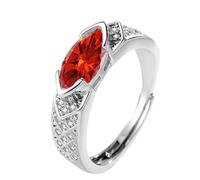 LUNCHS Magnetic Lymphatic Therapy Titanium Ion Moissanite Diamond Ring, Moissanite Magnetology Lymphvity Ring,Fashionable Open Cubic Zirconia Ring (Red)