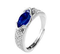 LUNCHS Magnetic Lymphatic Therapy Titanium Ion Moissanite Diamond Ring, Moissanite Magnetology Lymphvity Ring,Fashionable Open Cubic Zirconia Ring (Blue)