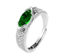 LUNCHS Magnetic Lymphatic Therapy Titanium Ion Moissanite Diamond Ring, Moissanite Magnetology Lymphvity Ring,Fashionable Open Cubic Zirconia Ring (Green)