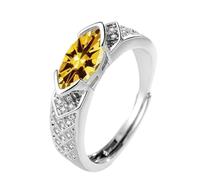 LUNCHS Magnetic Lymphatic Therapy Titanium Ion Moissanite Diamond Ring, Moissanite Magnetology Lymphvity Ring,Fashionable Open Cubic Zirconia Ring (Yellow)