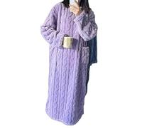 LUNCHS Winter Coral Velvet Home Clothes, Women's Extra Long Dressing Fleece Pajamas,Women Coral Velvet Nightdress (Purple,M)