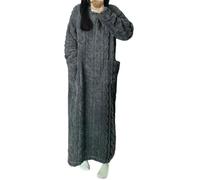 LUNCHS Winter Coral Velvet Home Clothes, Women's Extra Long Dressing Fleece Pajamas,Women Coral Velvet Nightdress (Gray,XL)