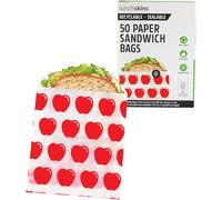 Lunchskins Paper Sandwich Bags - Sealable, Recyclable & Grease-Resistant - Disposable Snack Bags for Kids & Family - Self-Adhesive Closure for Freshness - Perfect for On-the-Go & Home Use