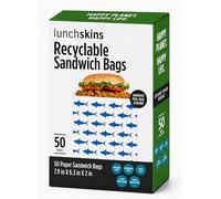 Lunchskins Recyclable + Sealable Paper Sandwich & Snack Bags, Shark, 50 Ct